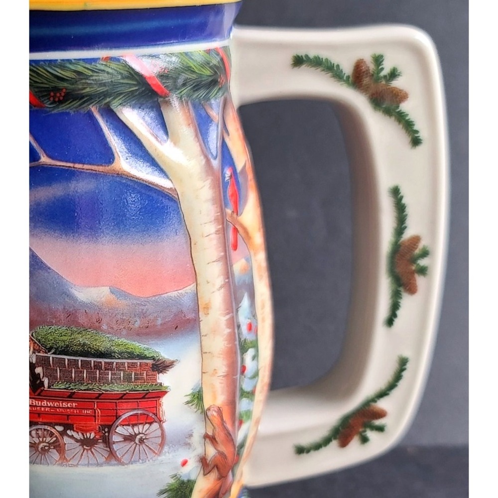 Holiday in‎ the Mountains Ceramic Budweiser Holiday Christmas 2000 Stein